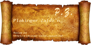 Plakinger Zalán névjegykártya